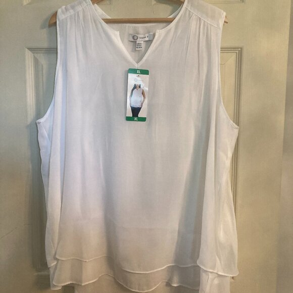Cristina B White Sleeveless Layered Top - NWT - Picture 1 of 9